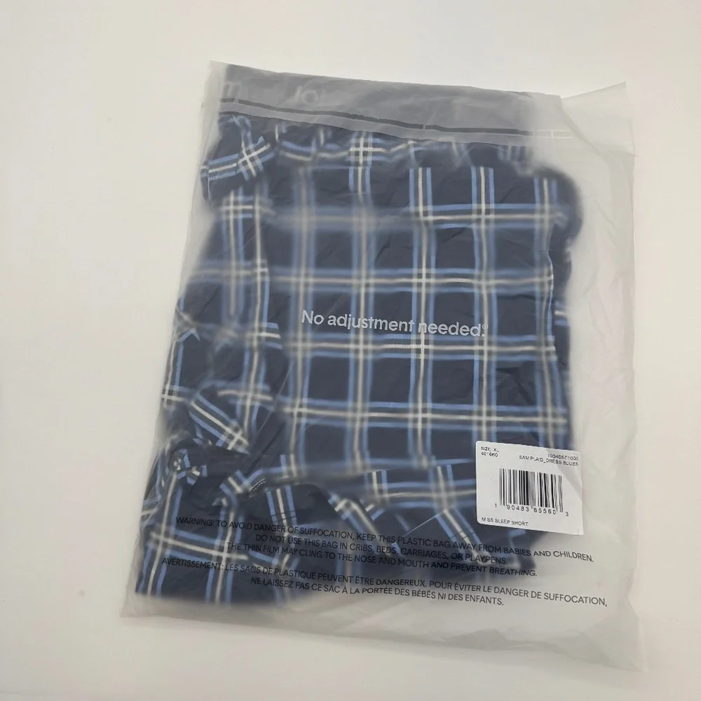 NEW Tommy John Sleep Shorts XL Sam Plaid Dress Blues